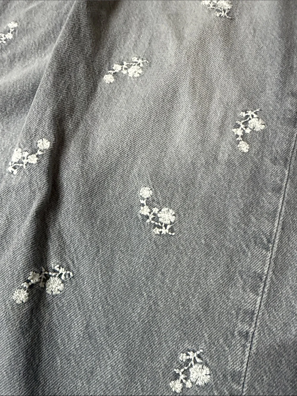 GAP Gray Floral Embroidered Wide-Leg Jeans